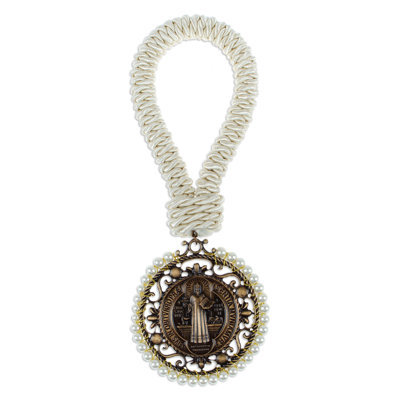Novica Handmade Saint Benedicts Blessing Braided Cotton And Metal Door Knob Hanger