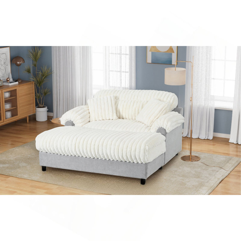 Canapé-lit moderne avec méridienne 65,25 po Cloud, Beige