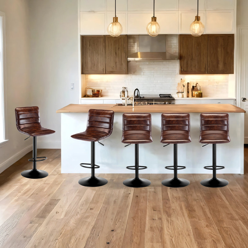Kastoori Adjustable Height Swivel Bar Stool, Dark Brown, 5