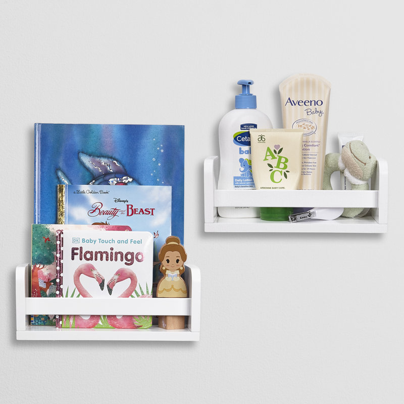 RiverRidge Kids Desk, Activity and Play Table with 6 Storage Cubbies - White with 2 10" Floating Bookshelves