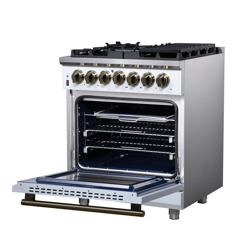Massimo 30 in. Dual Fuel Range White, White