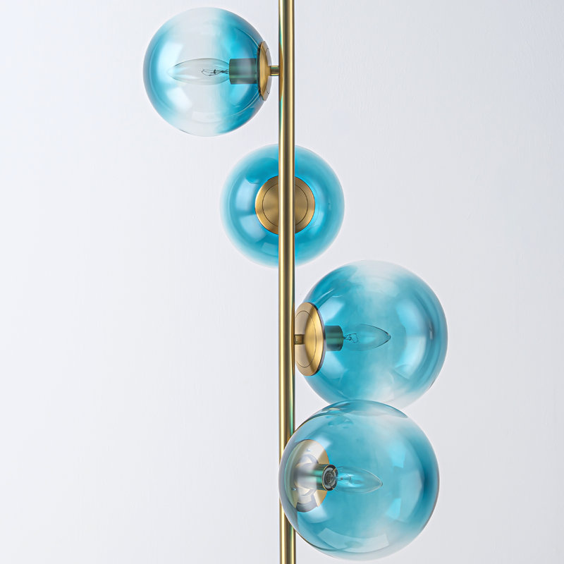 Lampe sur pied à branches 5 lumières en verre bleu dégradé 66,9 po Burness