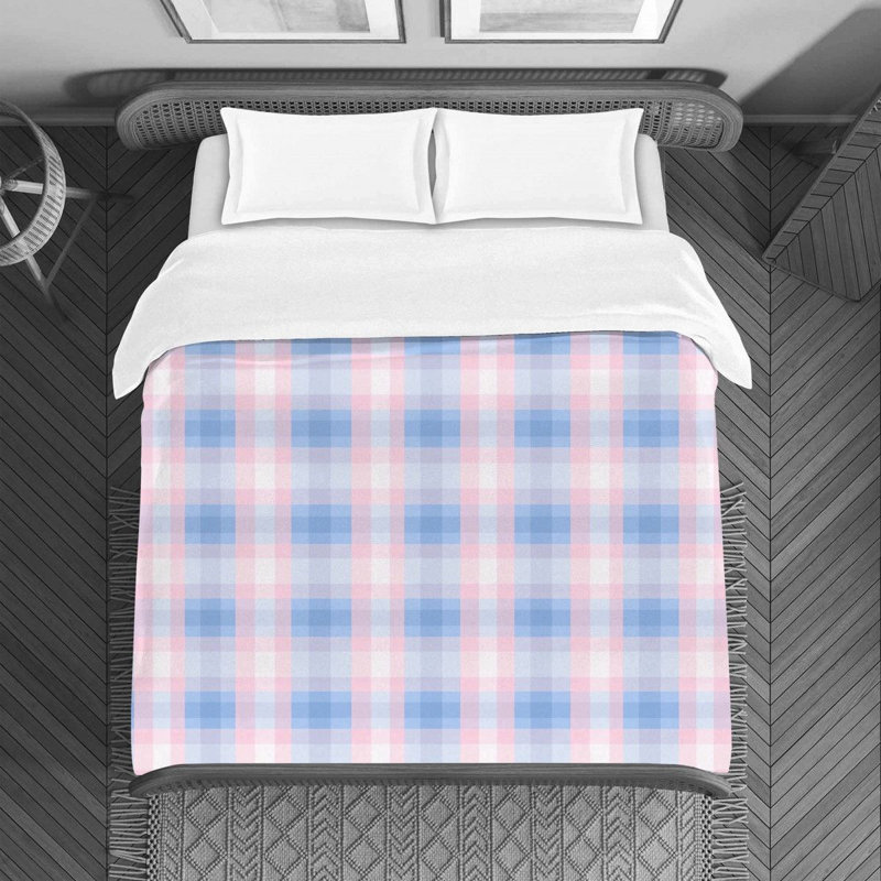 Housse de couette , Housse de couette pour lit simple, Bleu / rose