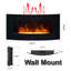 Contemporary Curved 40" Front Slim Line Wall Mounted Electric Fireplace