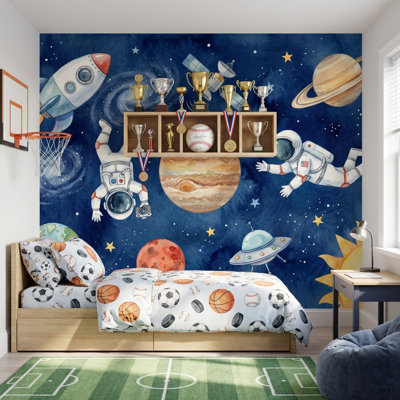 Papier peint astronaute, galaxie, planètes