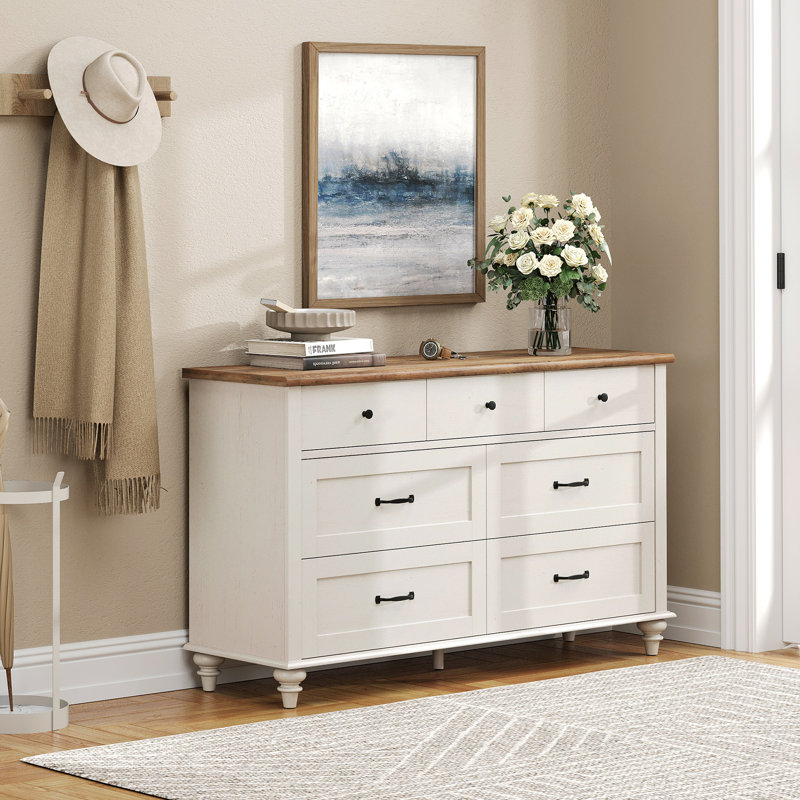 Commode 7 pièces Scarlett, Brun / Blanc cassé