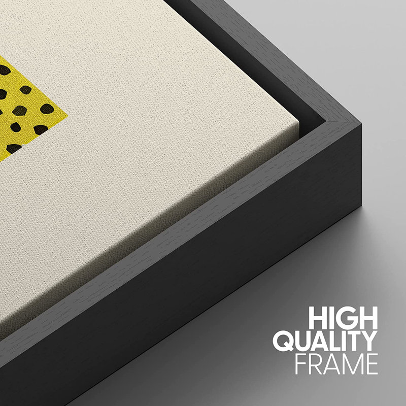Geometric Abstract Black and Yellow Framed Canvas Art Set