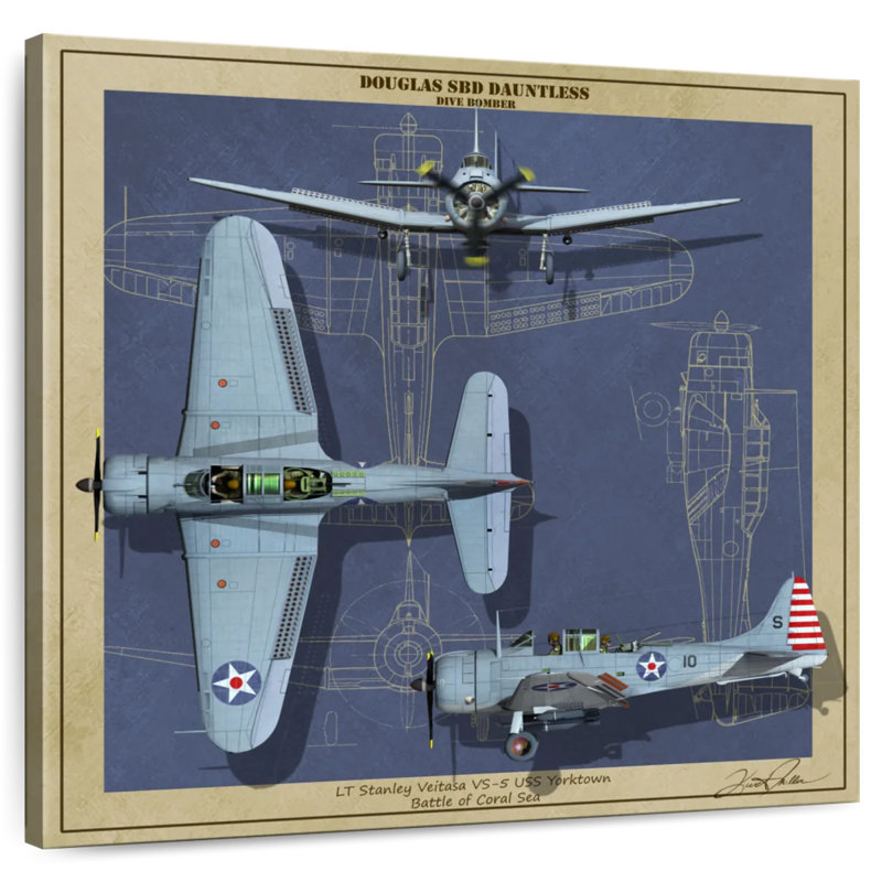 Bomber Laive SBD Dauntless Dive, H 33 po x l 33 po