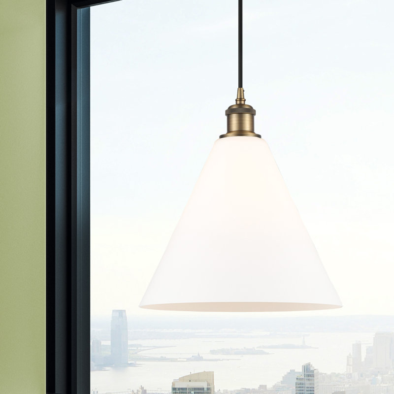 Luminaire suspendu conique à 1 lumière, Laiton brossé