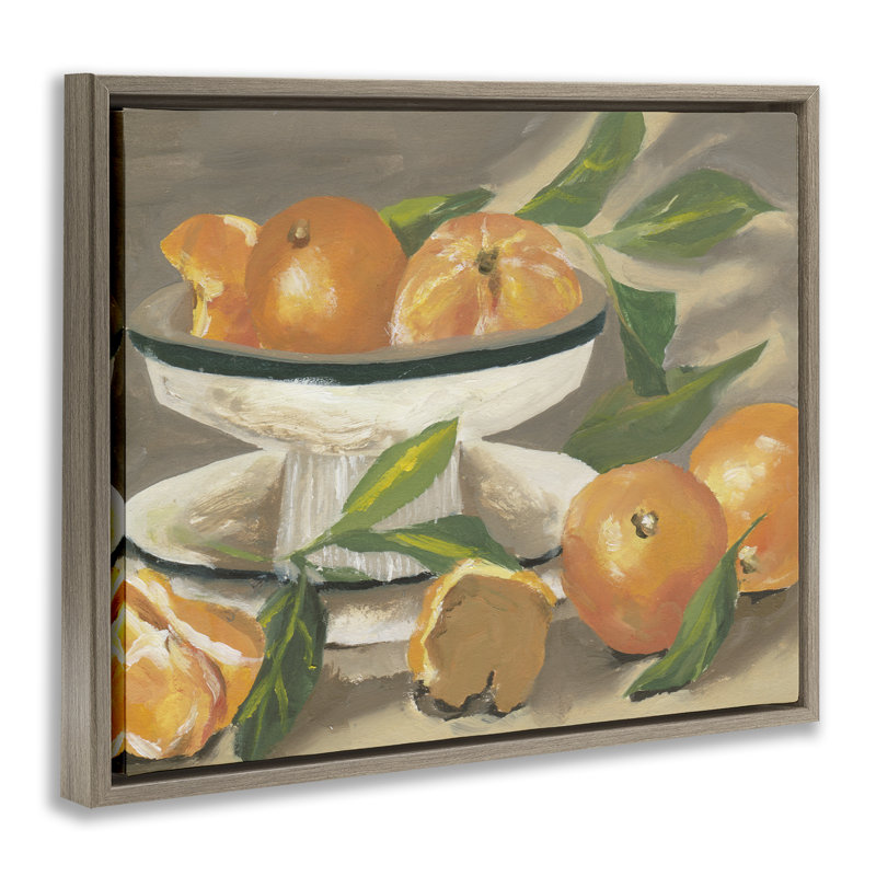 Cadre flottant Oranges in Stillness, design par Melissa Wang, H 17 po x l 21 po, Cadre flottant orme Montalcino