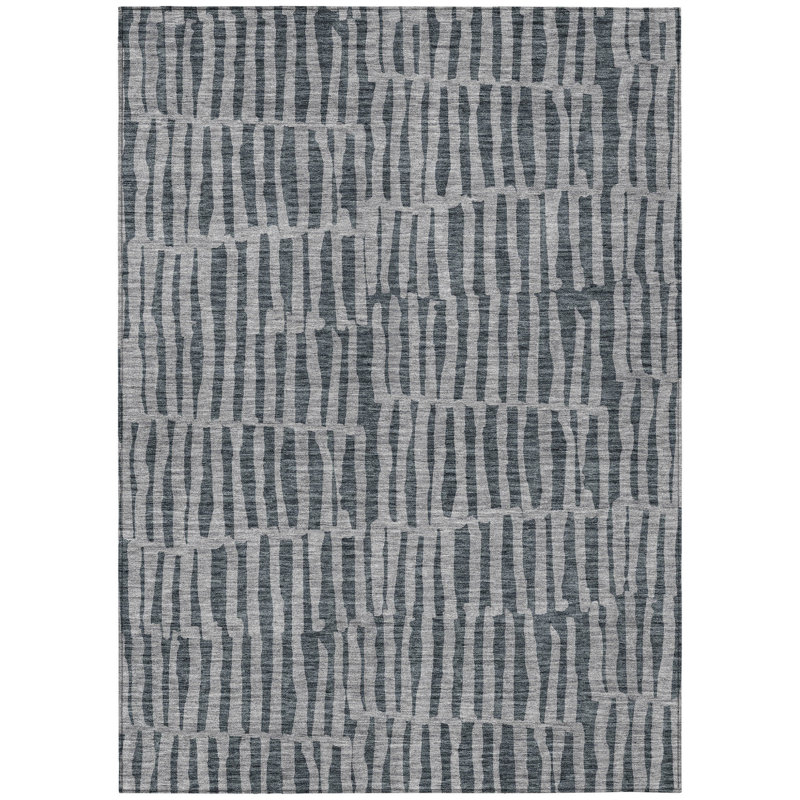 Tapis intérieur lavable rayé gris 5 pi x 8 pi