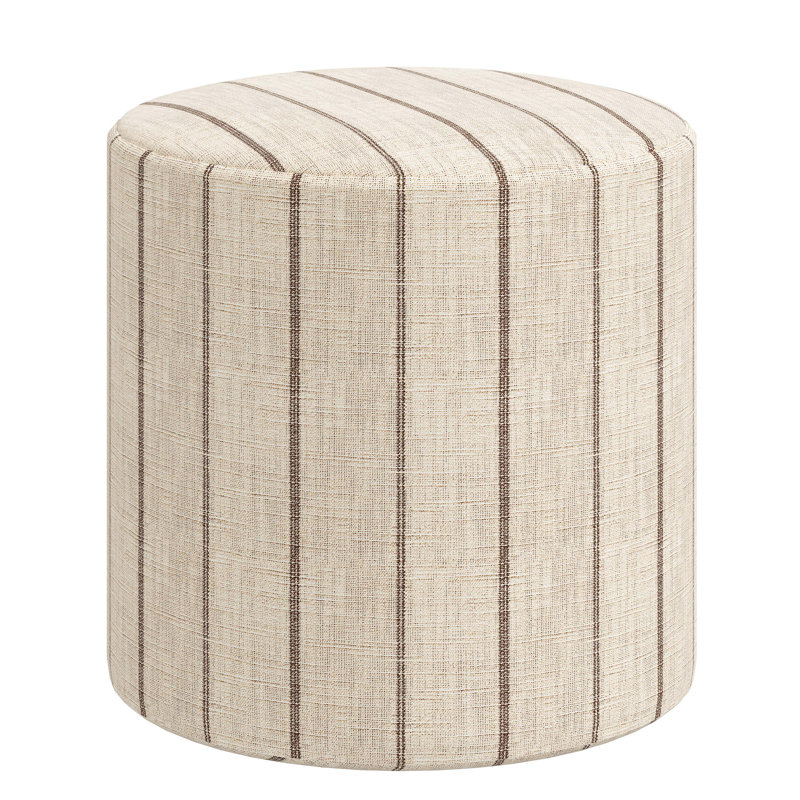 Epaulette Upholstered Ottoman, Fritz Charcoal Stripe