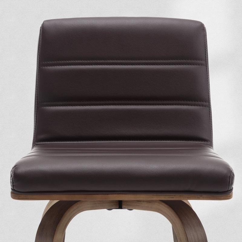 Swivel Upholstered 26"/29" Counter & Bar Stool With Solid Wood Frame and L-Shaped PU Leather Back (Set of 4)