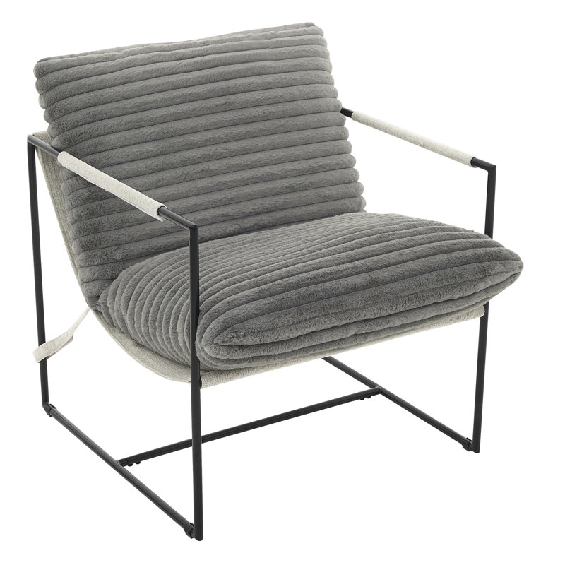 Fauteuil d'appoint simple surdimensionné Modern Sling, Velours côtelé | Gris foncé