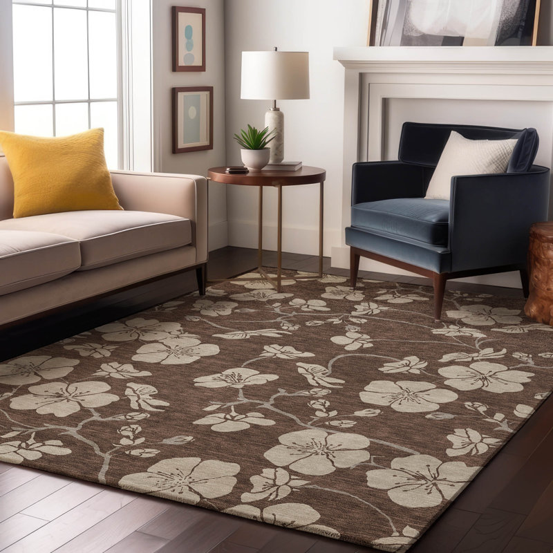 Tapis floral de qualité supérieure lavable à la machine Diskin AMF1032, Rectangle 2 pi 6 po x 3 pi 10 po