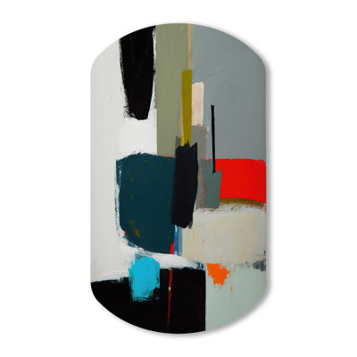 Touched By Orange II - Abstract Cylinder Shape Assymterical Metal Wall Art