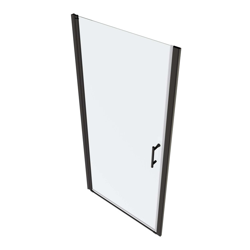 Universal Pivot Shower Door,Open Outside,With 1/4" Tempered Glass, Black