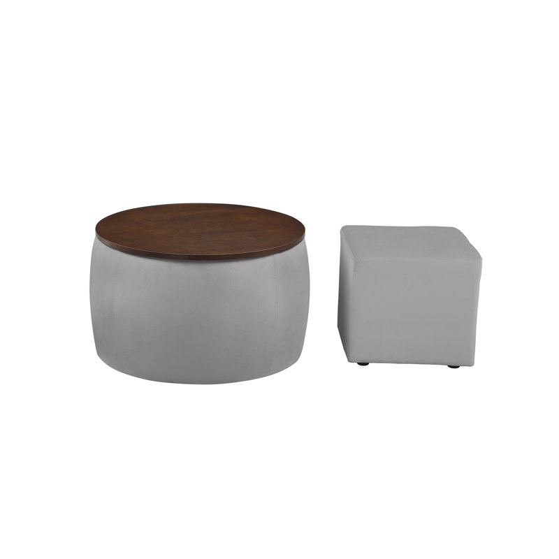 Banc de rangement en velours Jamin, Gris
