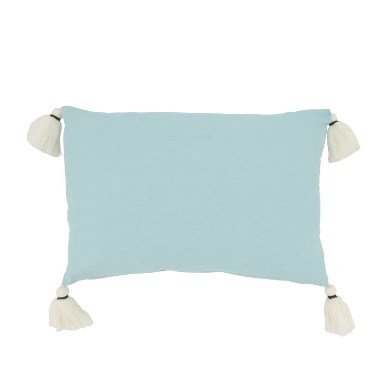 Lake Side Serenity Blue Cotton Duck Feather Throw Pillow, 12"x18"