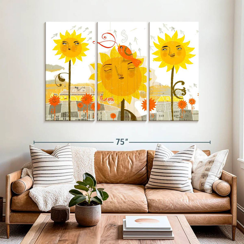 Tournesols abstraits d'Alvord, H 42 po x l 65 po