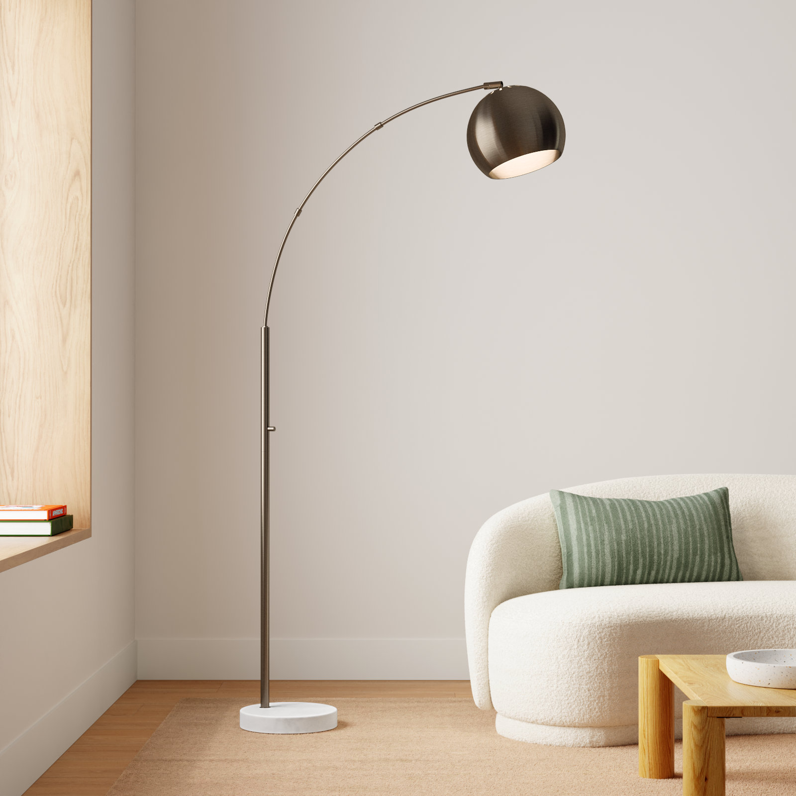 Georgia 78'' Dimmable Floor Lamp, Antique Brass