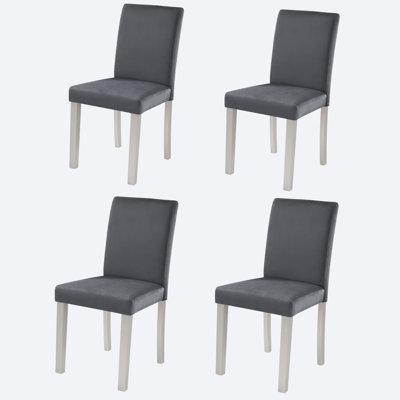 Ensemble de chaises de salle à manger pour 4 personnes, chaise de cuisine avec siège rembourré, chaise d'appoint pour salle à manger, gris argenté