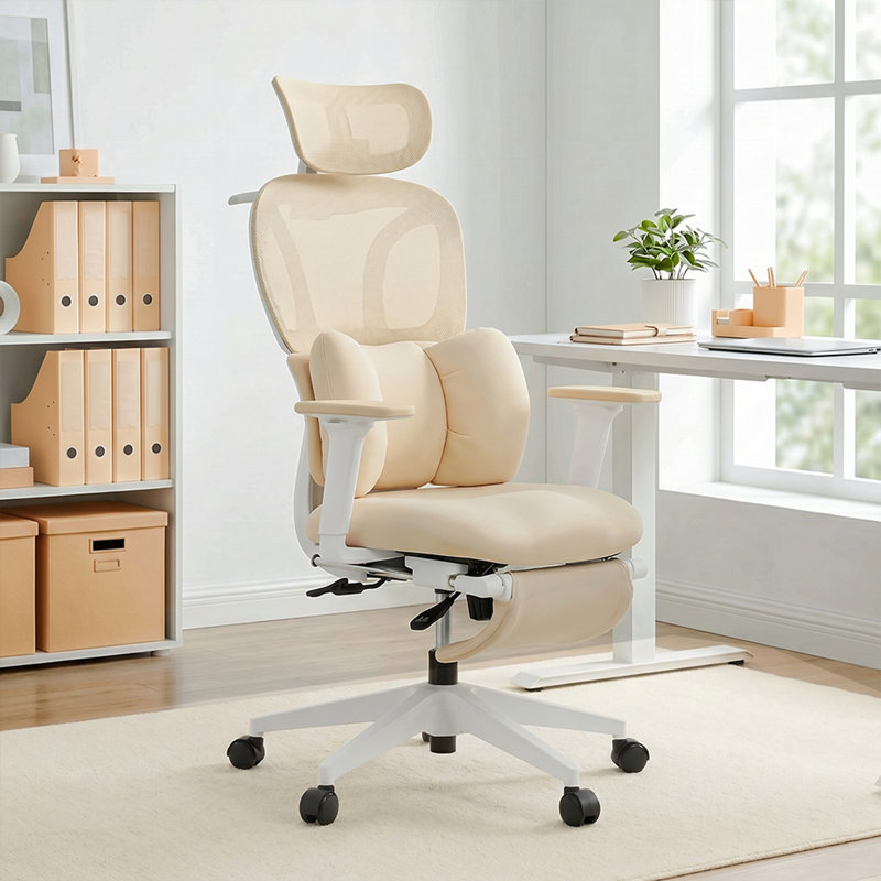 Chaise de bureau ergonomique Cablady, Beige
