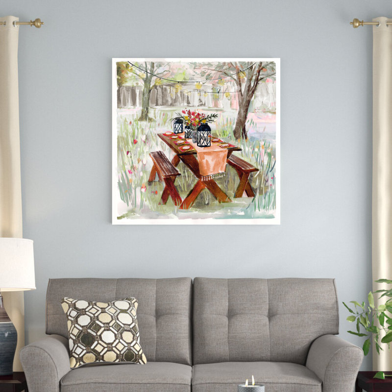 «Fall Tablescape Under String Lights», reproduction sur toile, H 36 po x l 36 po