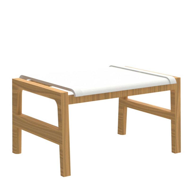 Repose-pieds Seashore en bois naturel avec toile grise, Brun, Blanc