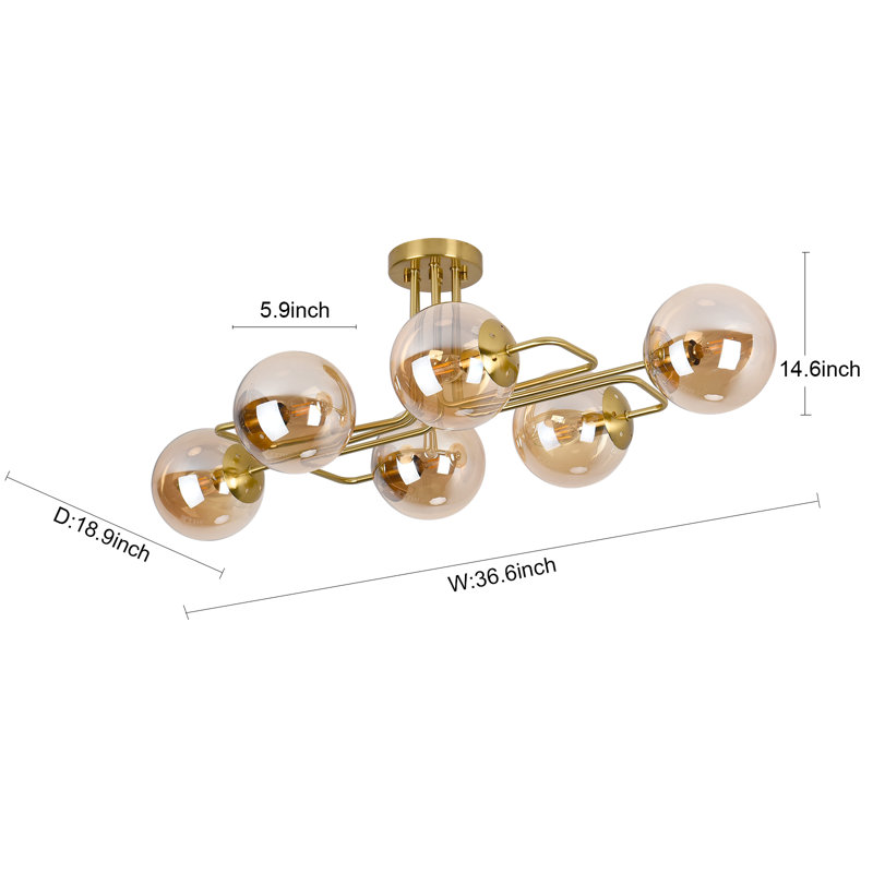 Sputnik Modern Linear Semi Flush Mount