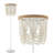 Floor Lamp With Wood Beads And Hand-Tied Linen Rope - 3-Light Rustic Floor Lamp For Bedroom, Living Room, Nursery - E12 Bulb Compatible