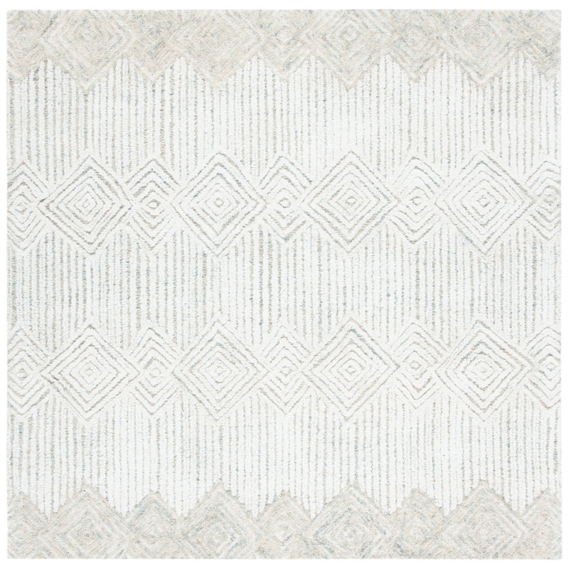 Metro Hand Tufted Wool And Cotton With Latex Geometric Rug, Square 6'