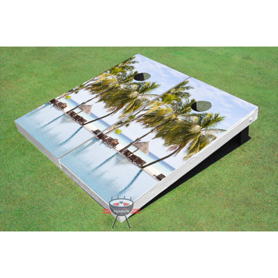 Ensemble de planches de cornhole en forme de paille de plage 2 pi x 4 pi