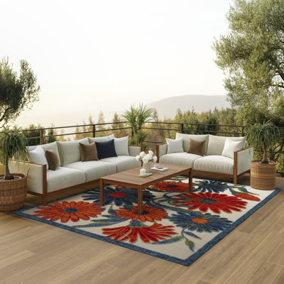 Tapis intérieur / extérieur floral Noleen