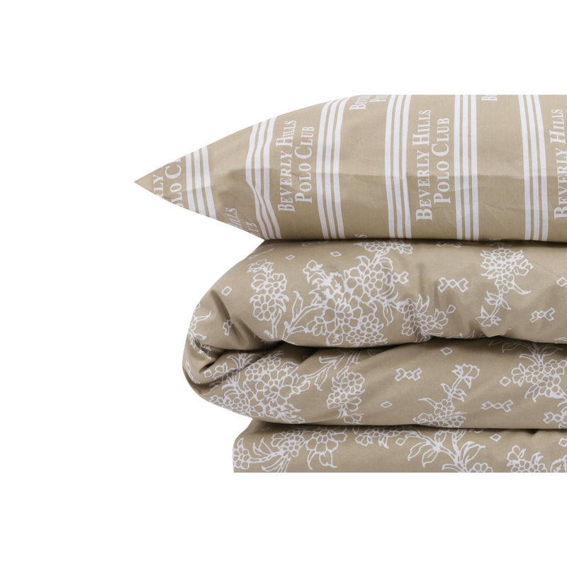 Ensemble de housse de couette 100% coton crème / blanc, Housse de couette double / grand + 2 taies d'oreil