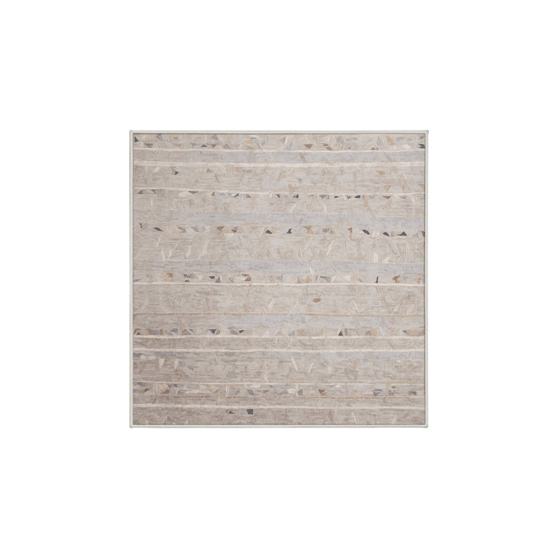 Machine Washable Beige Area Rug, Square 7'
