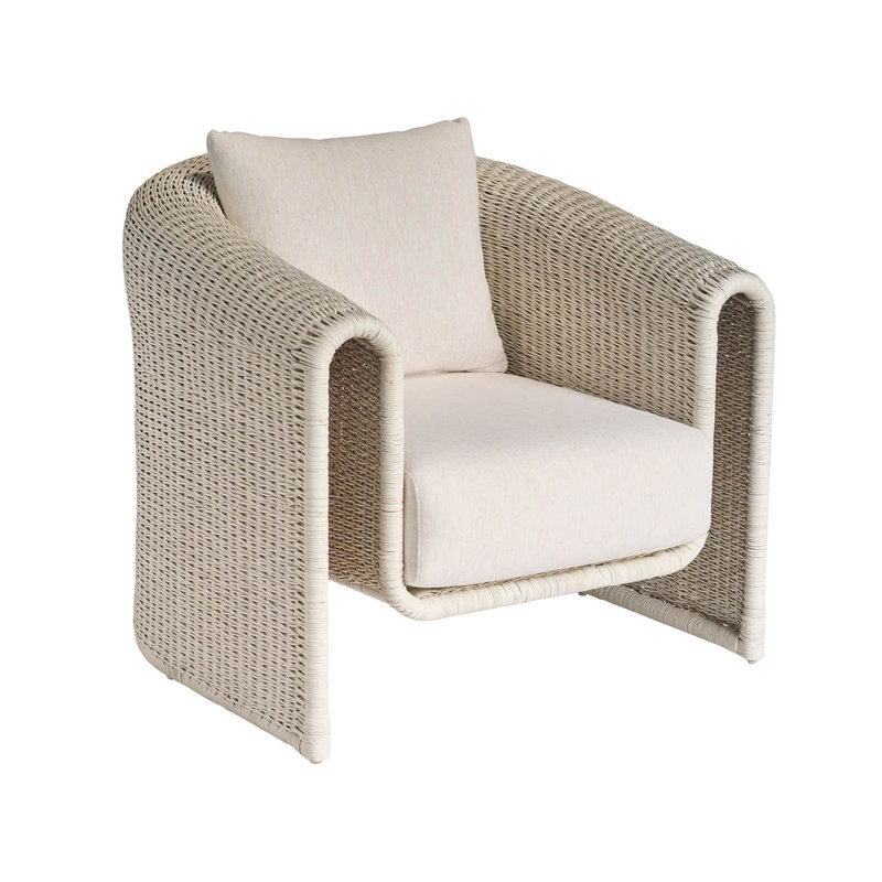 Fauteuil demi-tonneau rembourré, Blanc