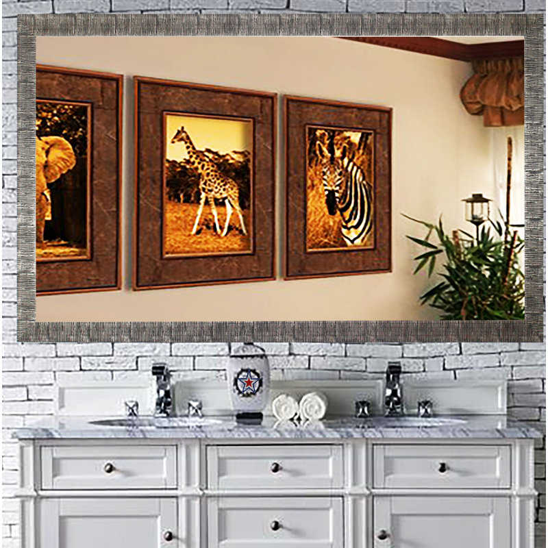 Guildford Wood Flat Wall Mirror, 34" H x 67.5" W