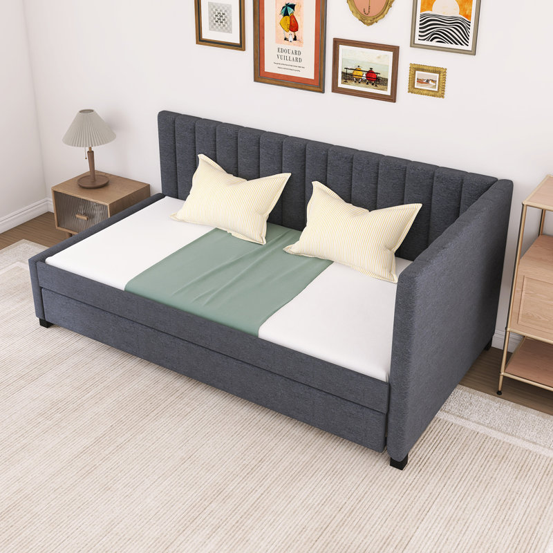 Daybed with Trundle Twin Size Sofa Bed, Gray