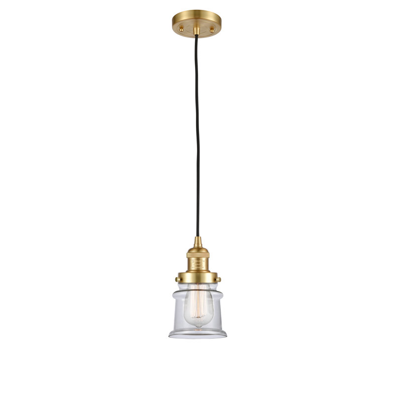 Luminaire suspendu en forme de cloche à 1 lumière Alexandira, Ampoule DEL 6 watts Vinage, Transparent, Or satiné
