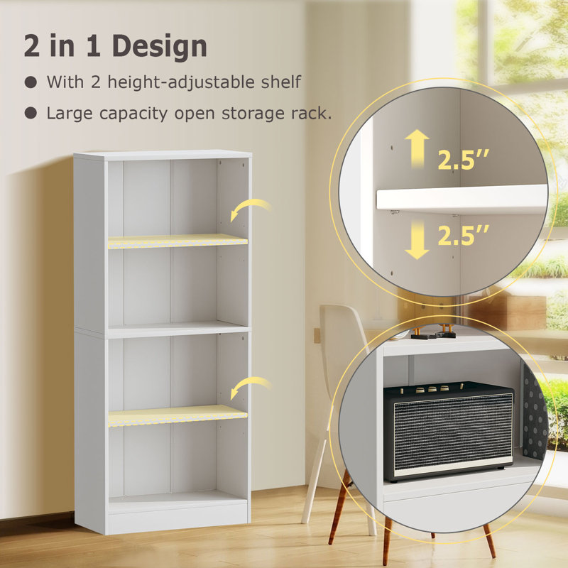 Jalacia Bookcase, (4 Shelves) 55" H x 24" W x 9" D, Grand White