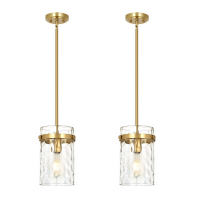 Levona 1 - Light Large Kitchen Island Pendant With Clear Hammered Glass Shade（set Of 2）