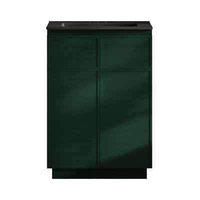 St. Tropez 24" Freestanding Bathroom Vanity In Green Oak With 3-Hole Centerset Sink Top