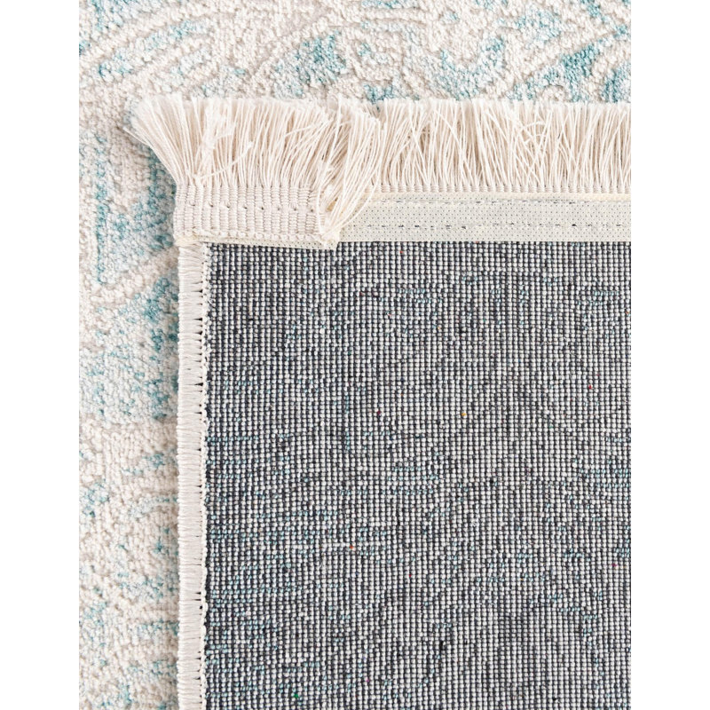 Tapis bleu clair / ivoire Teadora, Rectangle 4 pi x 6 pi