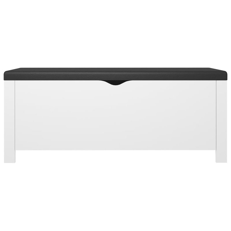 Banc de rangement en similicuir Atalfo, Noir, Blanc