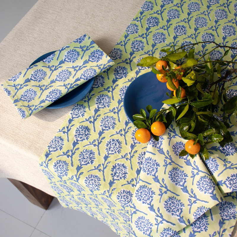 Nikhar Table Napkins, Blue/Green/White Floral