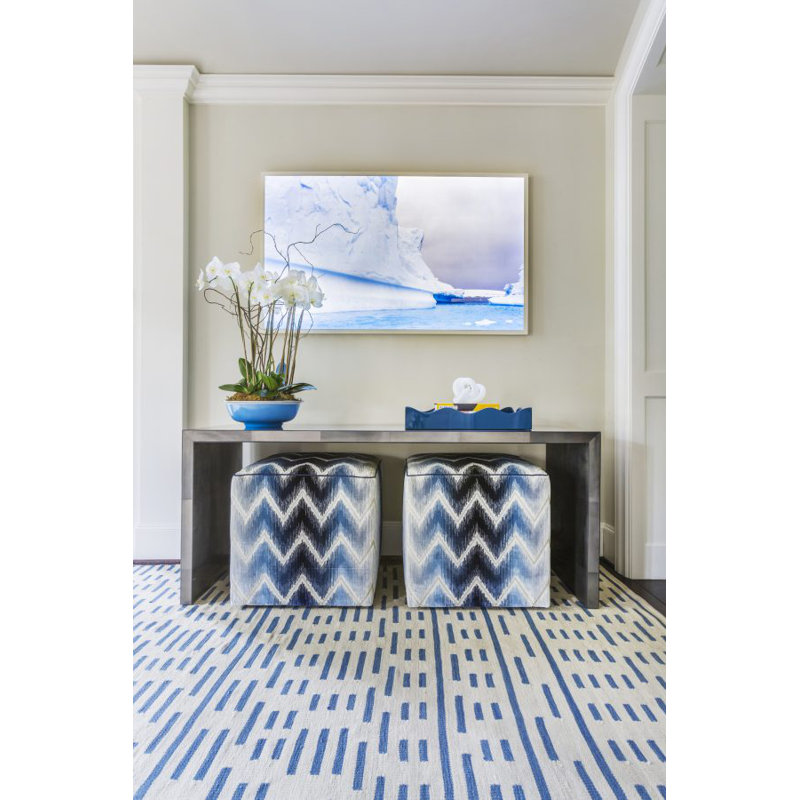 Tapis beige/bleu handwoven à tissage plat