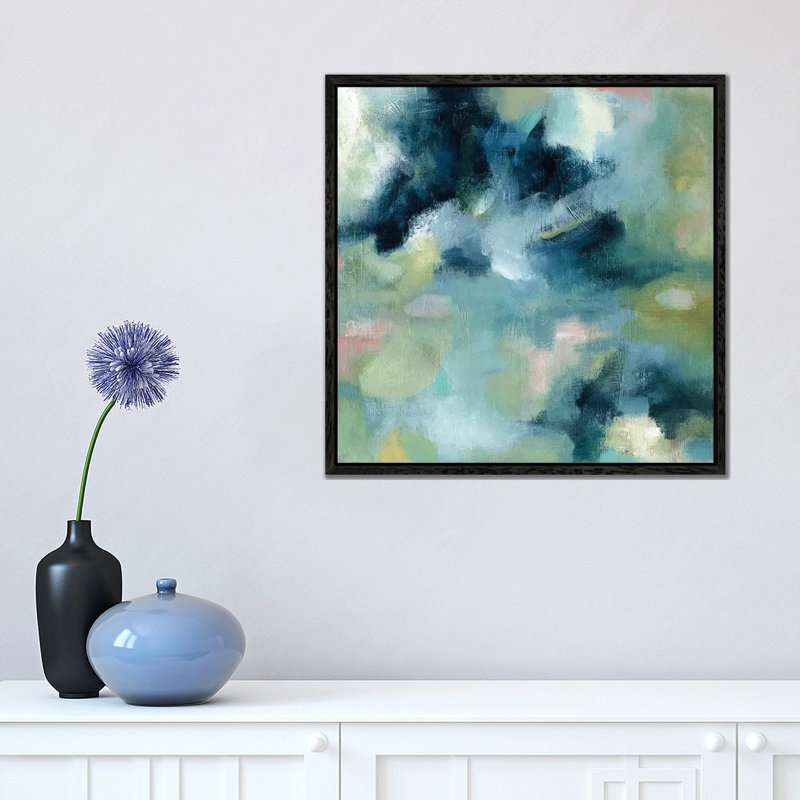 Water Garden 1 Piece Painting on Canvas, 45.72 cm H x 45.72 cm W, Black Framed Canvas