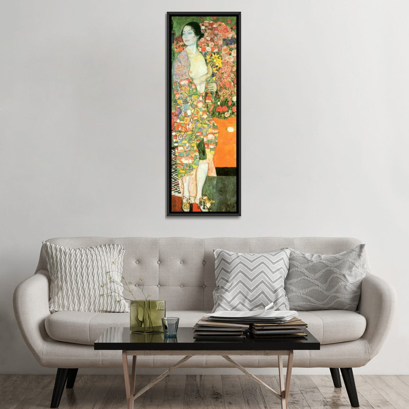 "La danseuse" par Gustav Klimt, reproduction d'art sur toile, H 60 po x l 20 po x P 1,5 po, Toile avec cadre noir