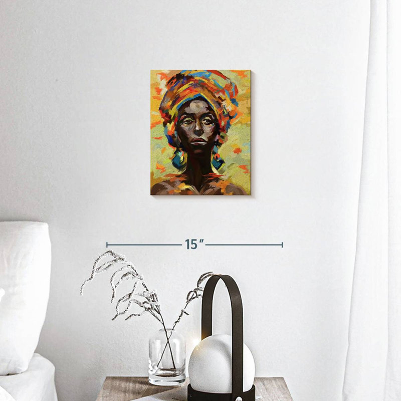 Portrait de femme sur toile, H 10 po x l 8 po